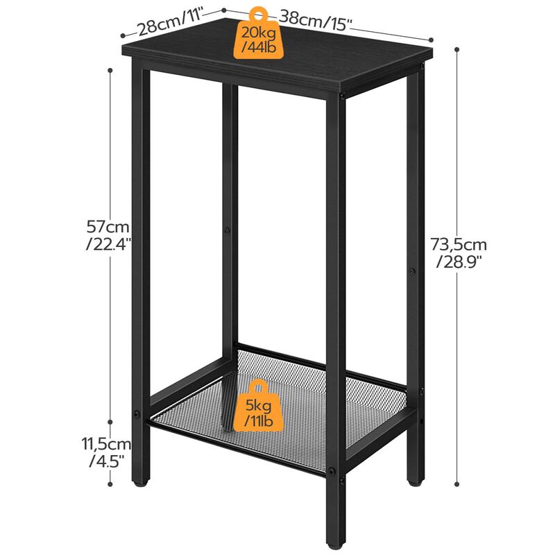 Tall Industrial End Table with Mesh Shelves, Side Table with Metal Storage image number 2