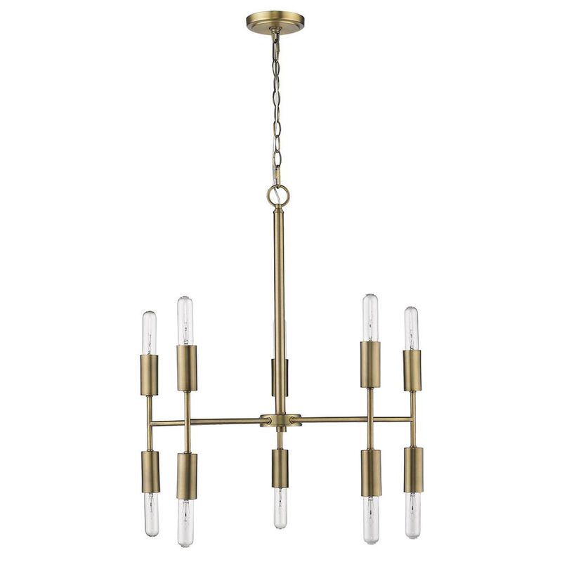 Hivvago Brass Candle Style Ten Light Metal Dimmable Chandelier