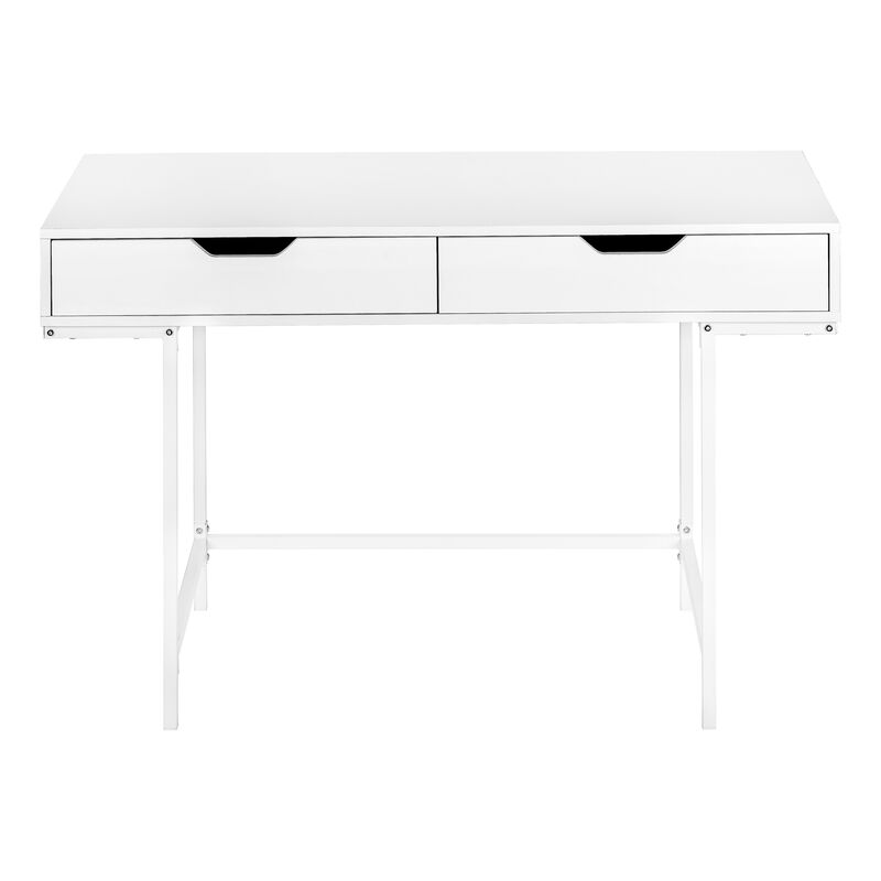 Monarch Specialties I 7554 Computer Desk, Home Office, Laptop, Storage Drawers, 48"L, Work, Metal, Laminate, White, Contemporary, Modern