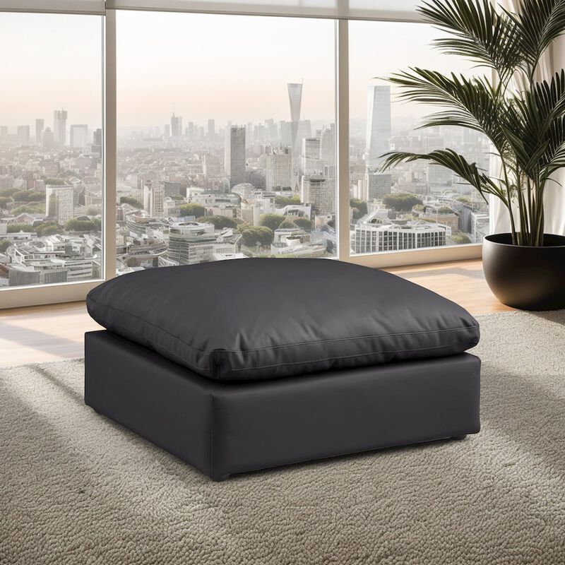 Meridian Furniture Comfy Black Vegan Leather Modular Ottoman