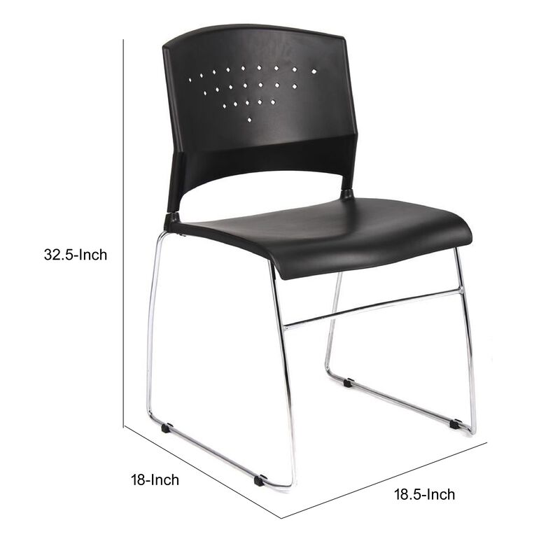 Anu Stack Chair Set of 4, Sculpted Black Polypropylene, Chrome Sled Base image number 7