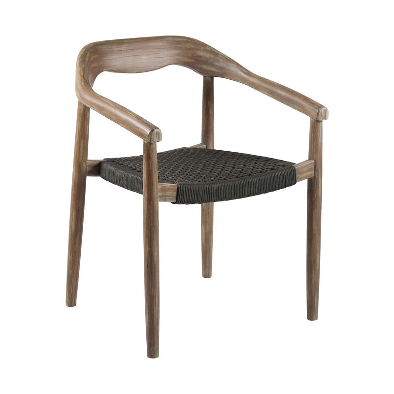 HomeRoots Set of Two 22" Black and Natural Wood Solid Wood Outdoor Dining Chairs image number 2