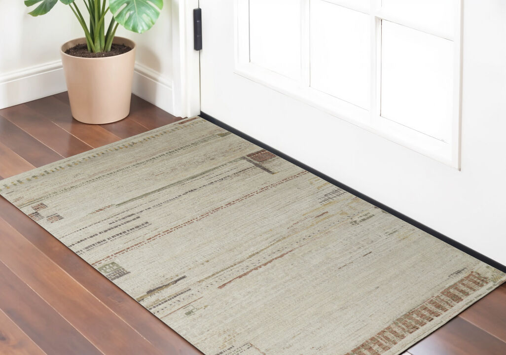 HomeRoots Wool Abstract Hand Knotted Area Rug