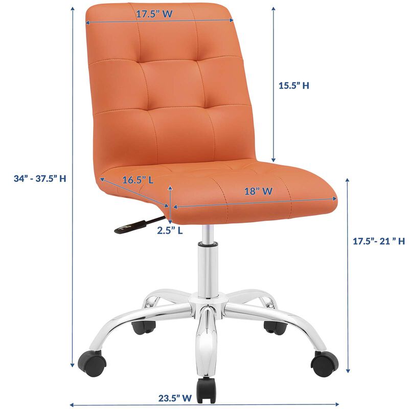 Modway Furniture - Prim Armless Mid Back Office Chair Orange image number 8