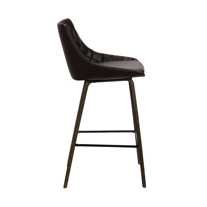 Dani  Brown Faux Leather Barstool in Walnut Glazed Finish