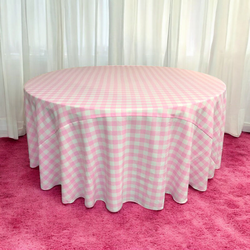 Round Polyester Checkered Tablecloth 108 Inch for Banquets and Parties image number 1