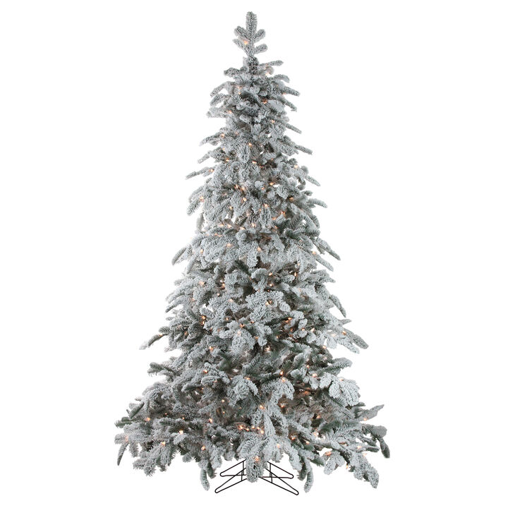 7.5' Pre-Lit Full Flocked Whistler Noble Fir Artificial Christmas Tree - Clear Lights