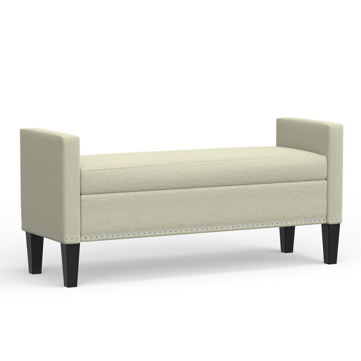 Rize Home 51.25 Storage Bench with Nailhead Trim - Beige