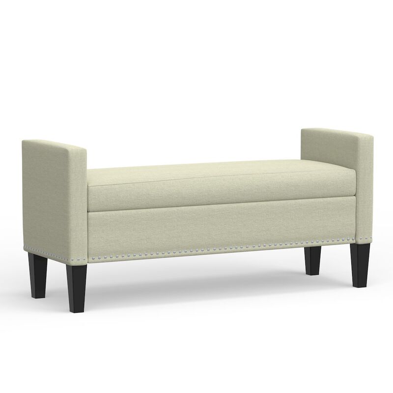 Rize Home 51.25 Storage Bench with Nailhead Trim - Beige image number 0