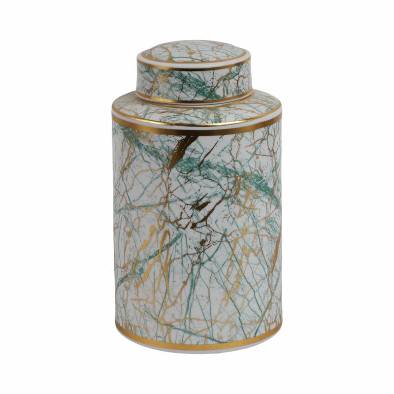 Ceramic 12" Jar With Gold Lid image number 0