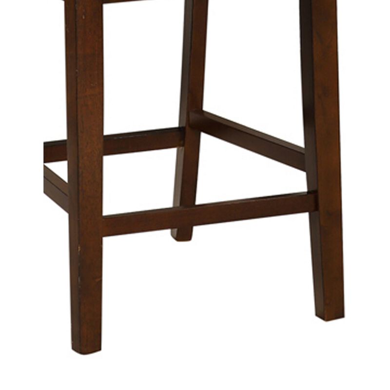 Wooden Counter Height Armless Chair, Walnut brown, Set of 2 - Benzara