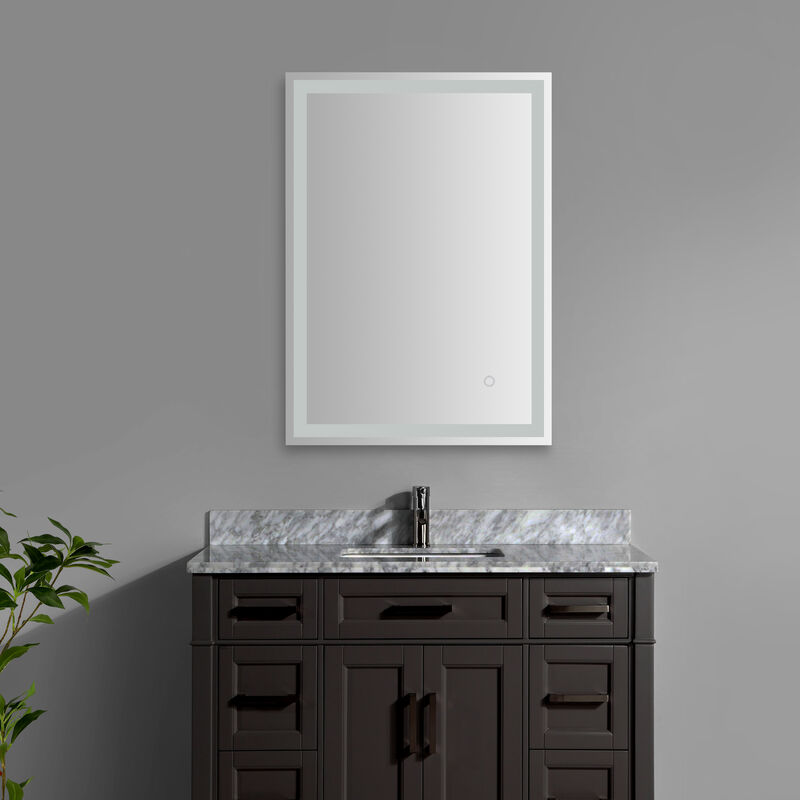 Pax 20x28 Small Frameless Antifog Front/Back-Lit Wall Bathroom Vanity Mirror, Smart Touch