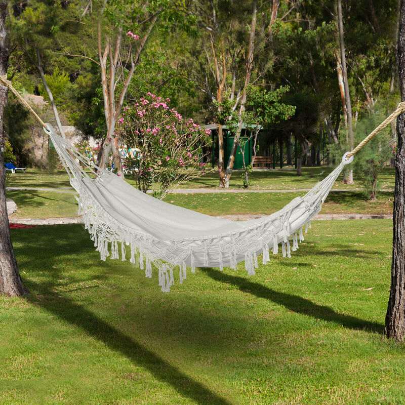 Hivvago Extra Large Boho Hammock with Tassel Fringe image number 1