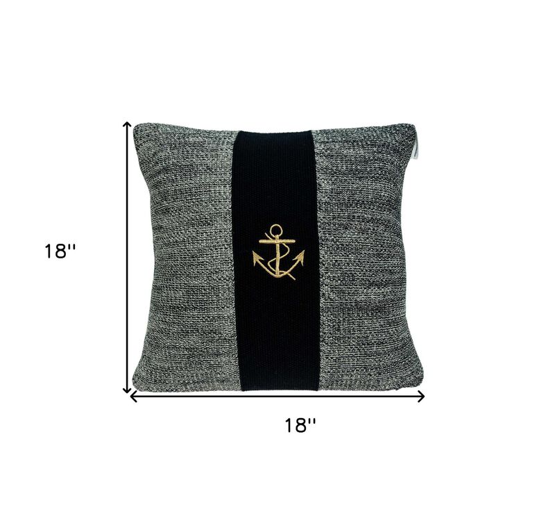 HomeRoots 18" Black And Gray No Pattern Cotton Throw Pillow image number 2