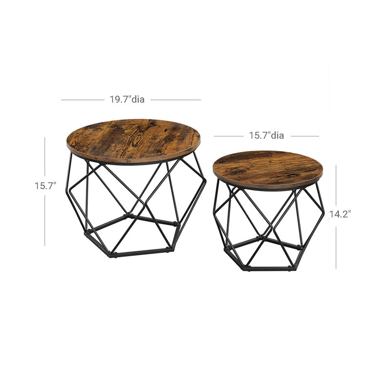Modern Round Coffee Table Set &ndash; 2-Piece Nesting Tables with Durable Steel Frame for Contemporary Interiors