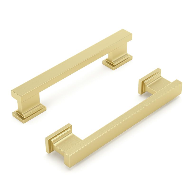 Banqin Cabinet Handles Kitchen Drawer Pulls and Knobs, 20Pack Gold 3-3/4inch Hole Center, Square Hardware for Bathroom Dresser