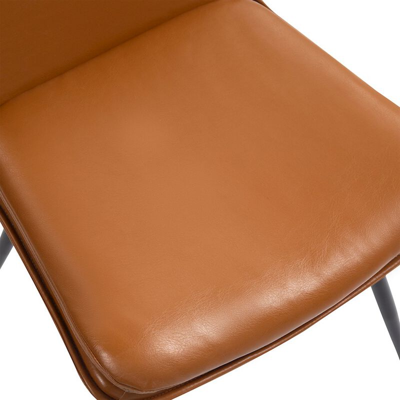 Glamour Home Set of 2 Avalon Cappuccino Faux Leather Dining Chair with Black Metal Legs