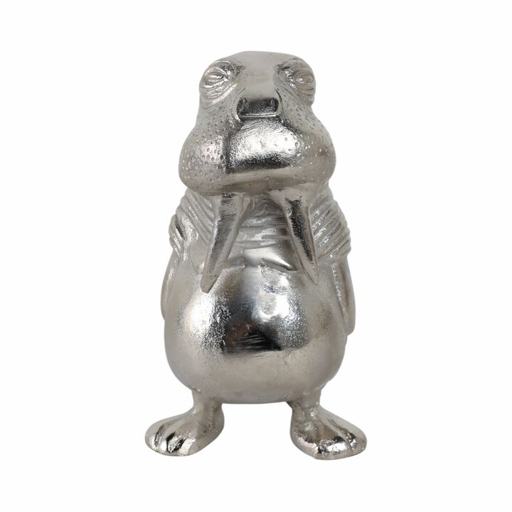 9x5" Metal Walrus, Silver