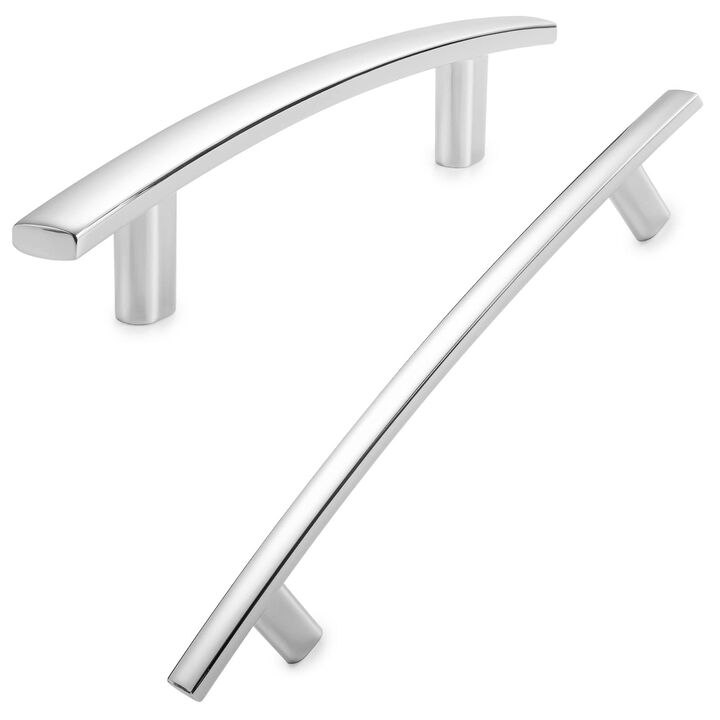 KOOFIZO Curved Bar Cabinet Pull - Chrome Furniture Arch Handle, 5 Inch/128mm Screw Spacing, 10-Pack for Kitchen Cupboard Door, B