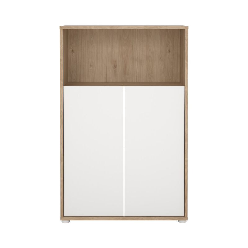 Tvilum Adjustable 3 Shelf Bookcase with 2 Doors, Open Storage Home Office Bookshelf