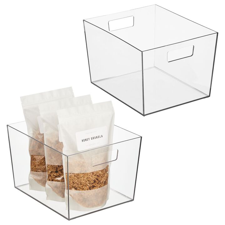 mDesign Nate Home by Nate Berkus Plastic Storage Bin for Pantry, 2 Pack - Clear