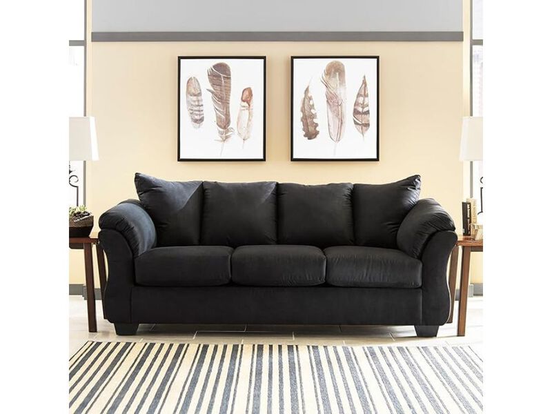 Darcy Classic Contemporary Sofa Black Upholstered Living Room image number 1