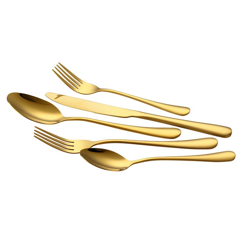 60-Piece Flatware Set for 12, Stainless Steel Cutlery with Knife Fork Spoon, Mirror Polished-Gold image number 9
