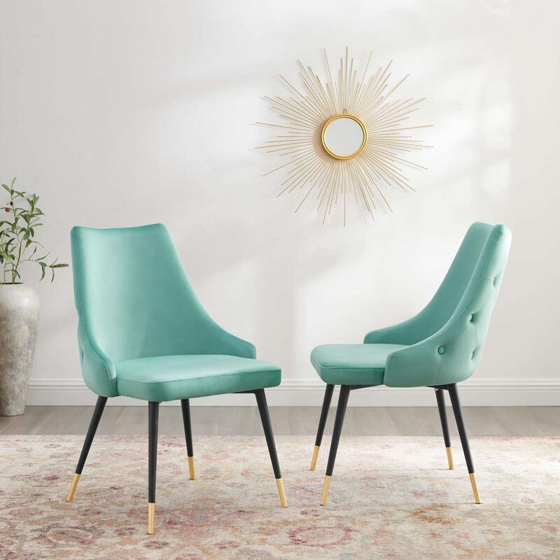 Modway Adorn Tufted Performance Velvet Accent, Dining Side Chair - Set of 2, Mint image number 2