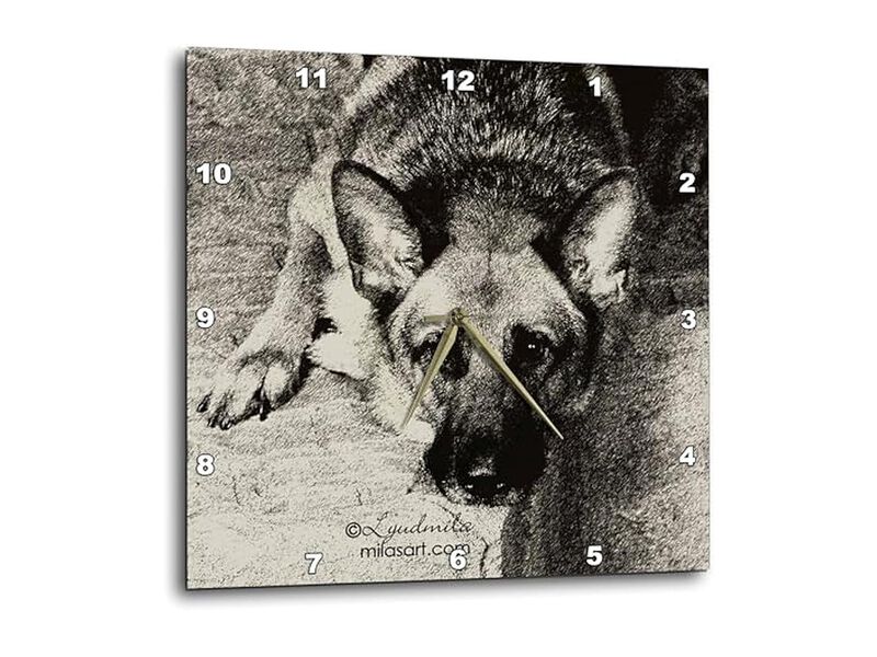 German Shepherd Wall Clock 10 Inch Home Decor image number 0