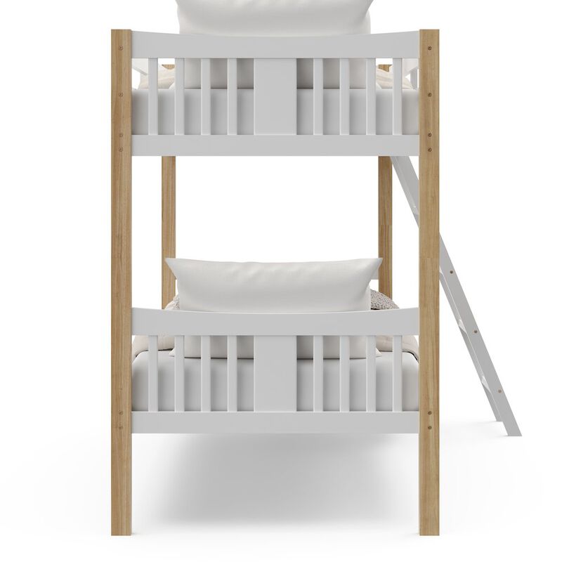 Storkcraft Caribou Twin-over-Twin Bunk Bed (White with Natural)