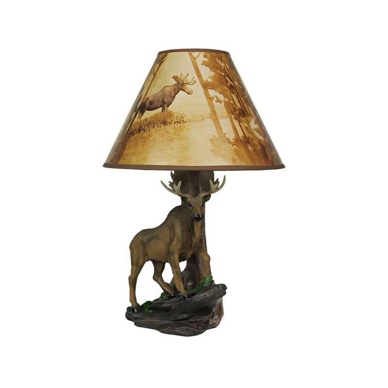 North American Bull Moose Table Lamp W Shade image number 1