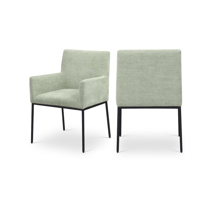 Meridian Furniture Reeves Mint Chenille Fabric Dining Chair, Set of 2