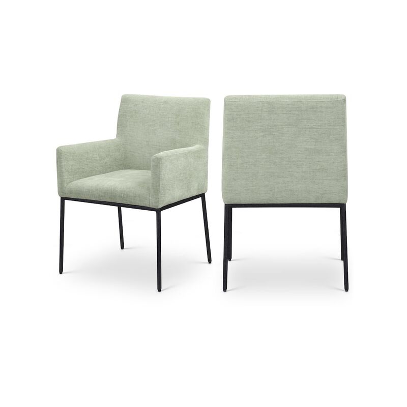 Meridian Furniture Reeves Mint Chenille Fabric Dining Chair, Set of 2