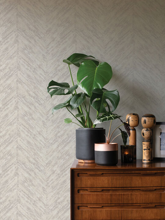 Madoka Silver Chevron Wallpaper (Set of 2)
