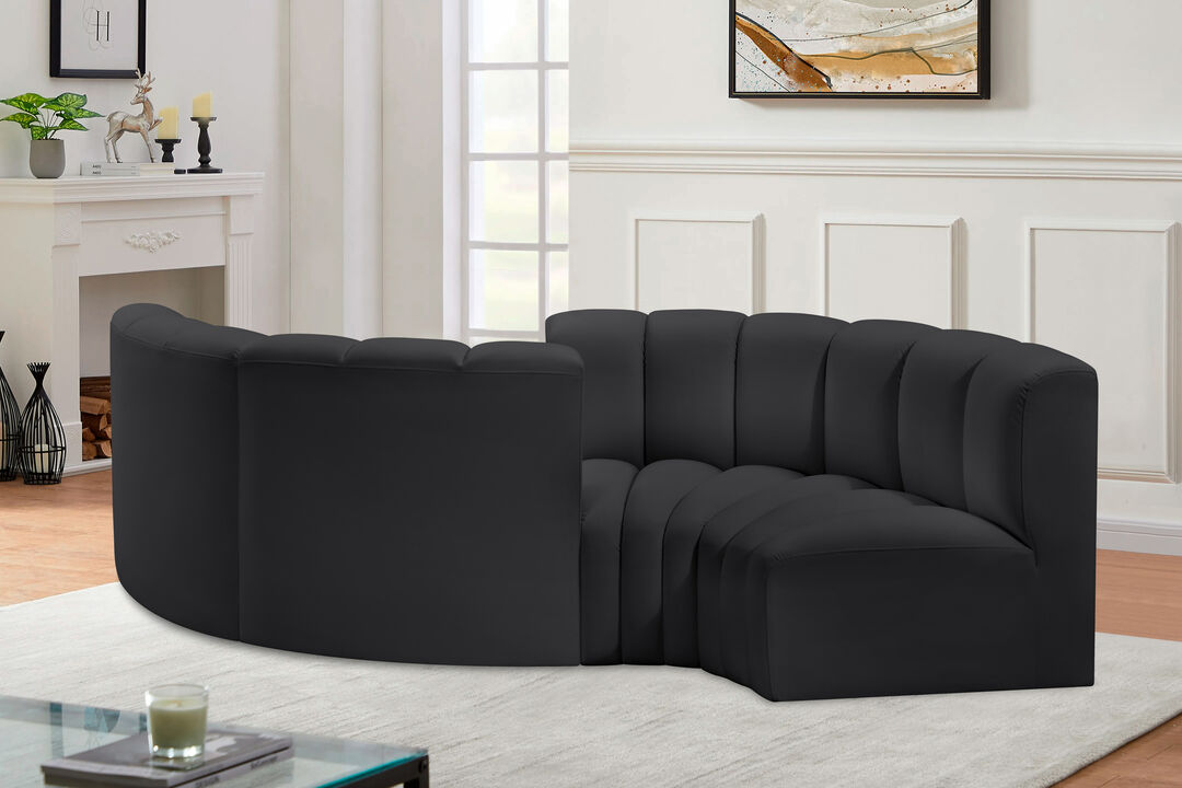 Meridian Furniture Arc Black Vegan Leather Modular Sofa