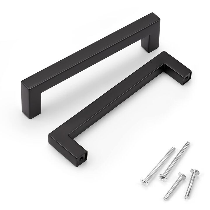 KNOBWELL 30 Pack 5"" Modern Cabinet Pulls and Handles Black, Stainless Steel T Bar Kitchen Cupboard Handles Dresser Drawer Handl