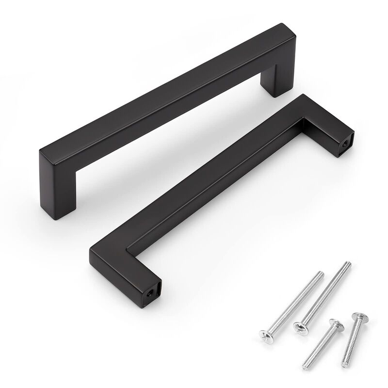 KNOBWELL 30 Pack 5"" Modern Cabinet Pulls and Handles Black, Stainless Steel T Bar Kitchen Cupboard Handles Dresser Drawer Handl
