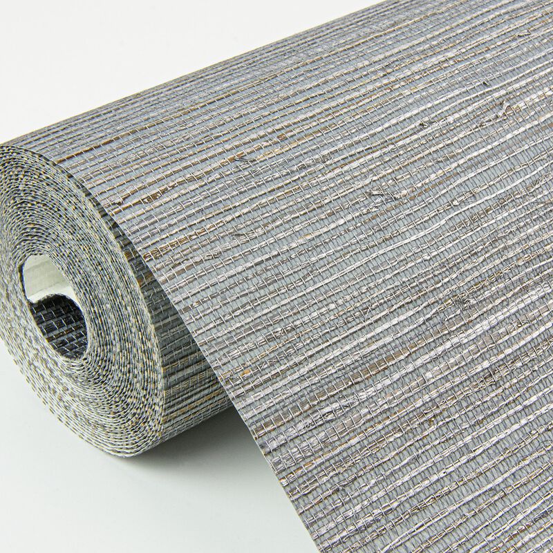 Shandong Slate Ramie Grasscloth Wallpaper (Double Roll) image number 4