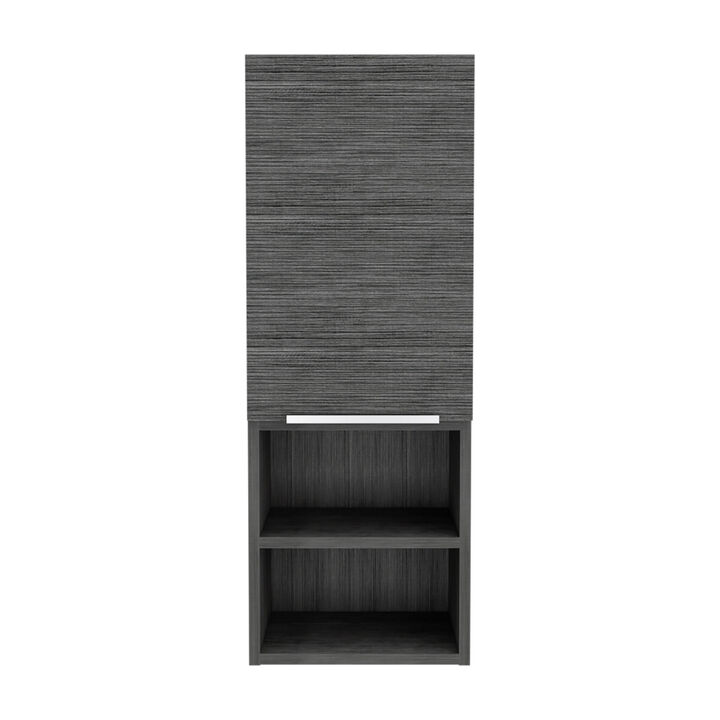 Mila Bathroom Cabinet, Two Interior Shelves, Two External Shelves, Single Door Cabinet -Smokey Oak