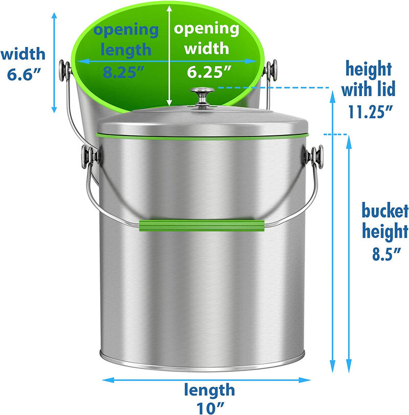 iTouchless 1.6 Gallon / 6.1 Liter Titanium Stainless Steel Compost Bin