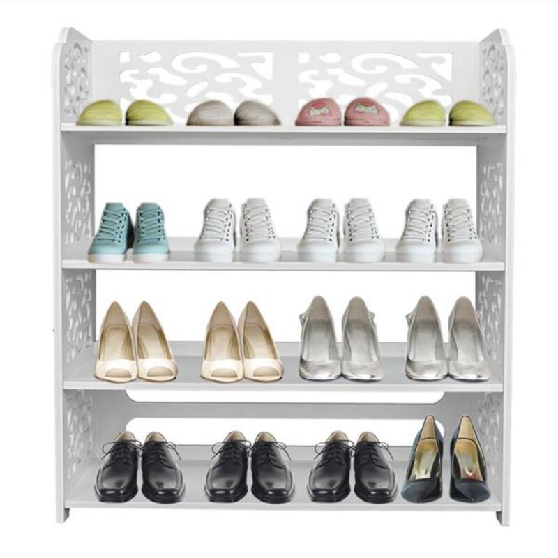 Four-Tier Carved Shoe Rack – Elegant and Space-Saving Shoe Storage Solution