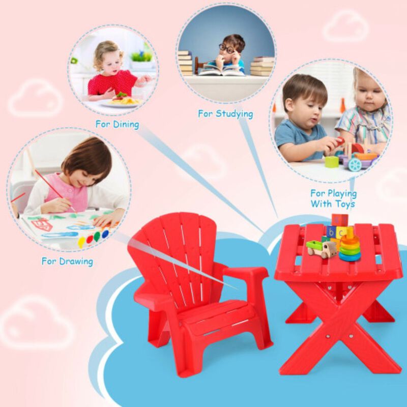 3-Piece Plastic Children Play Table Chair Set