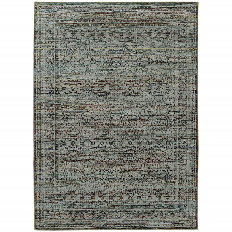 3 X 5 Blue And Purple Oriental Power Loom Stain Resistant Area Rug