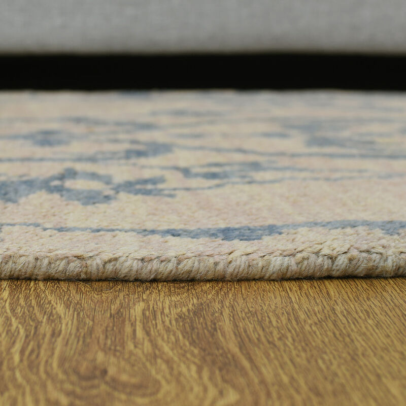 HAND KNOTTED WOOL Floral AREA RUGS  - 2'6''x10', Runner Shape, Beige Color, Floral Modern, Medium Pile Handmade Area Rugs for Living Room, Bed Room (N00913)