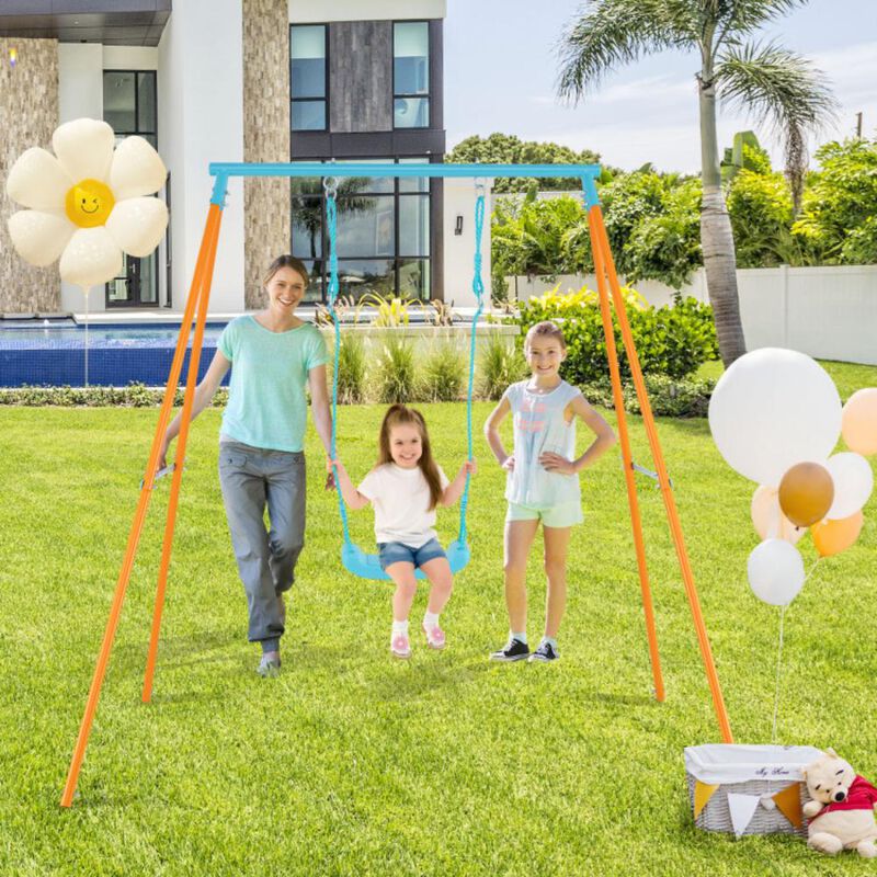 Hivvago Outdoor Heavy Duty Metal Toddler Swing Set with Stand