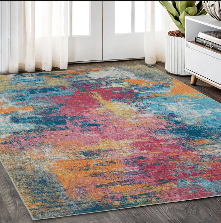 HomeRoots Abstract Distressed Area Rug