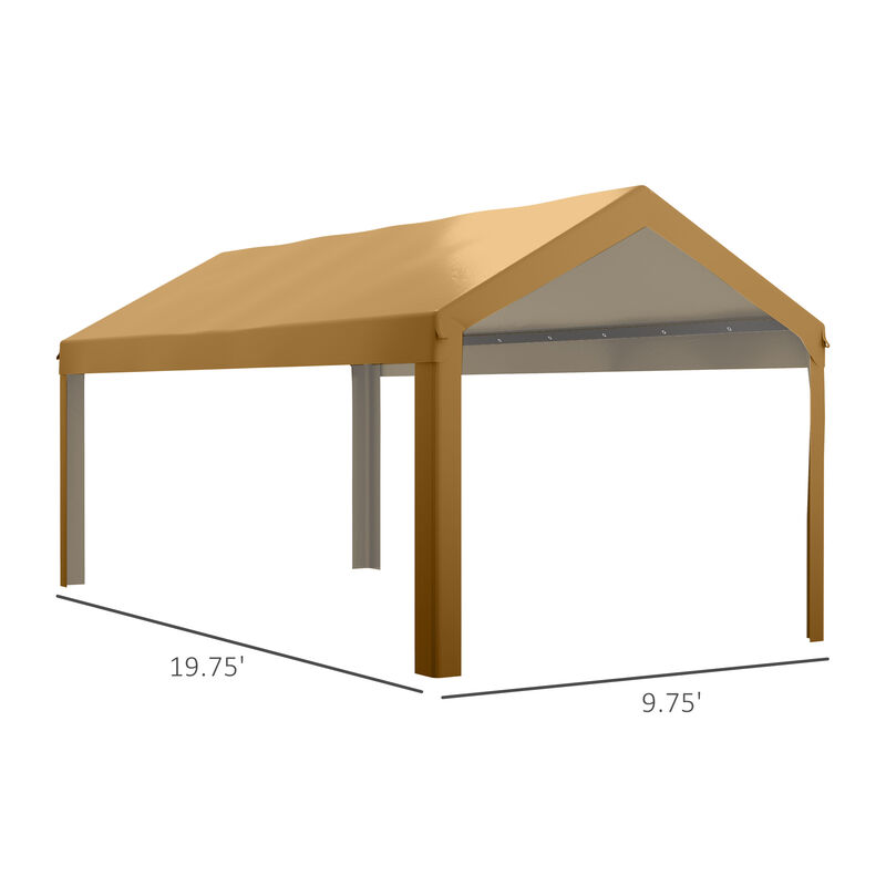 Outsunny 10' x 20' Carport Replacement Top Canopy Cover, UV and Water Resistant Portable Garage Shelter Cover with Ball Bungee Cords, Beige, Only Cover