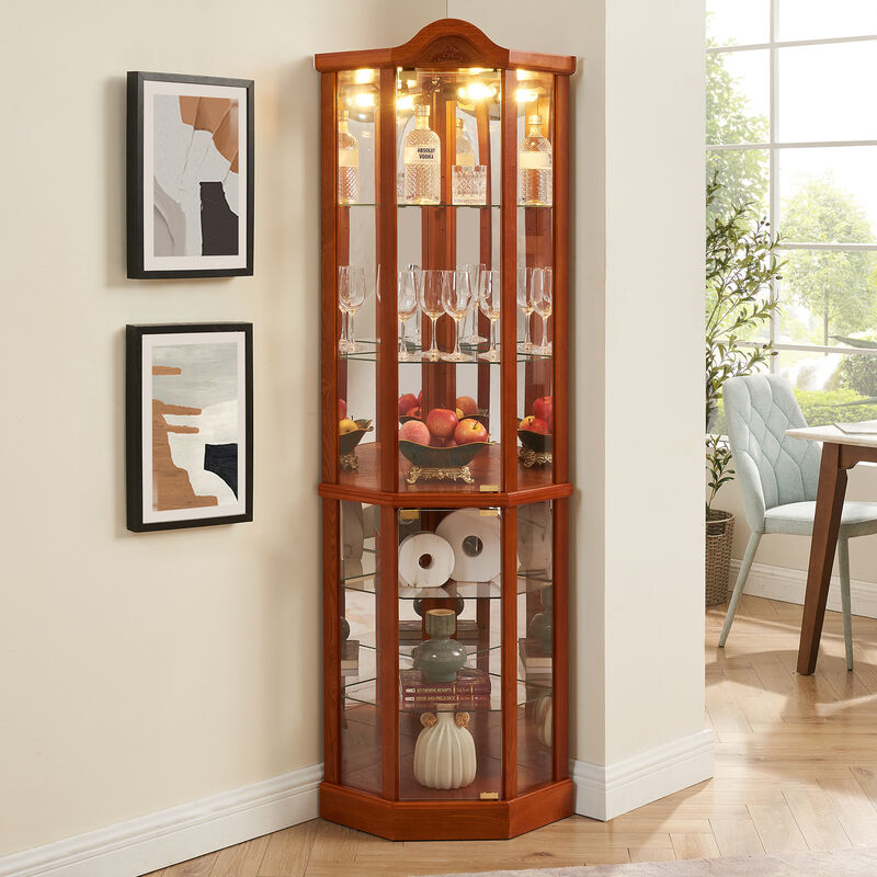 Classic Corner Glass Curio Cabinet image number 1
