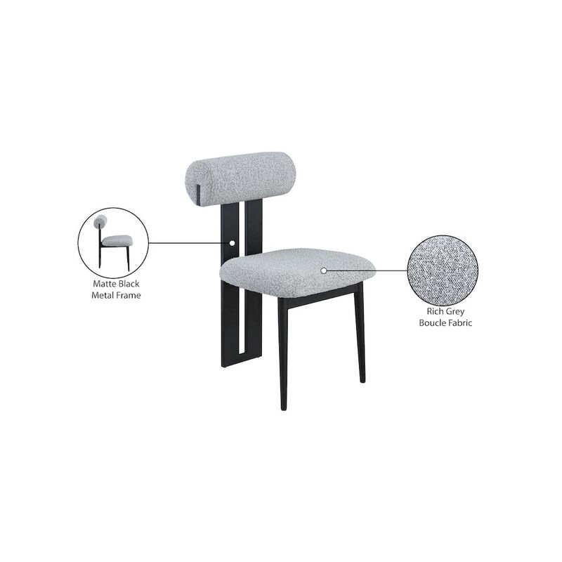 Meridian Furniture Dario Grey Boucle Fabric Dining Chair, Set of 2