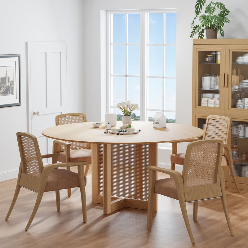 60 Cinna Modern  Wood Round Dining Table（Seats 8）